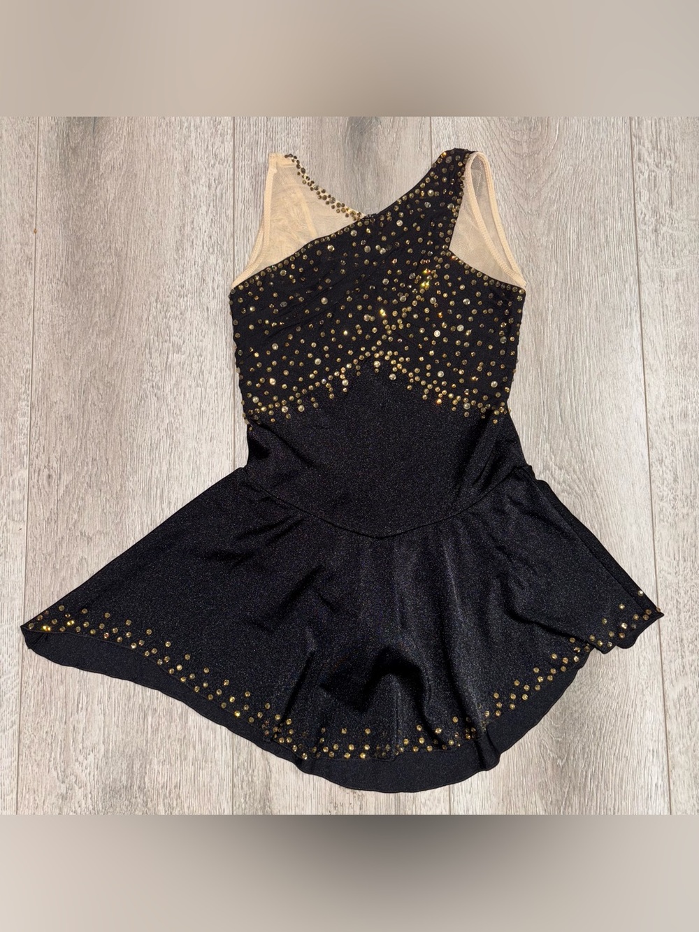 Girls Figure Skating Dress Black & Gold Size Medium Dance Performance